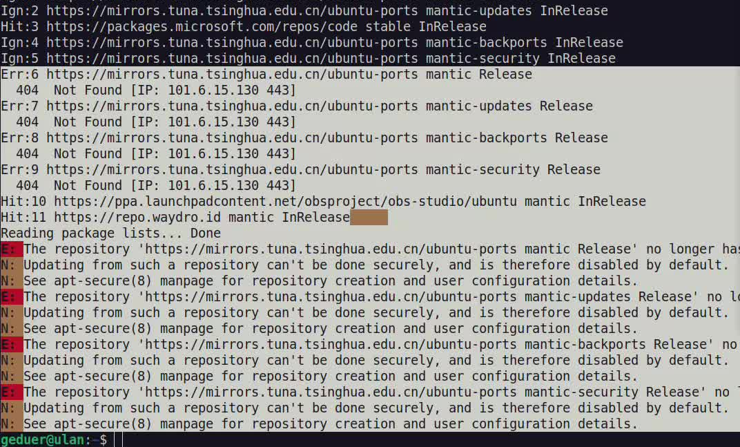 Git installation failure screenshot